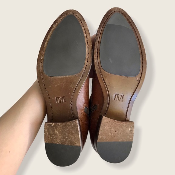 Frye Brooke Short Cognac Inside Zip Ankle Booties - Picture 12 of 16